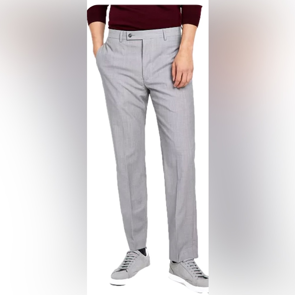 Calvin Klein Men’s Slim Fit Wool Infinite Stretch Suit Pants - Light Grey 40W32L